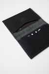 front view the shade wallet in black Horween essex veg tan leather