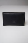 front view of the glare card holder in black Horween essex veg tan leather